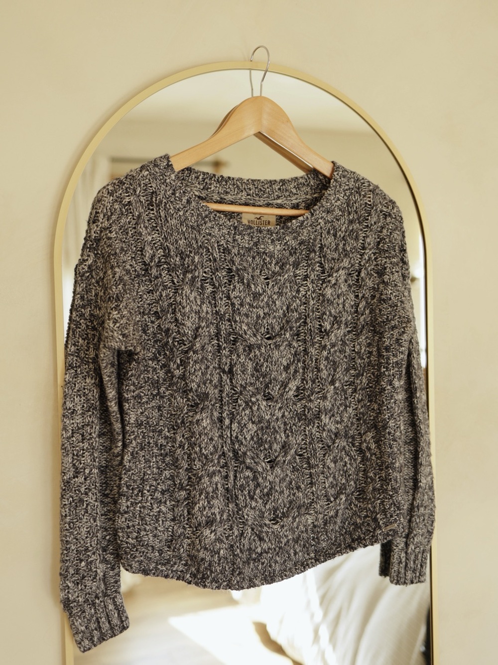 Cozy Blue and White Cable Knit Sweater -